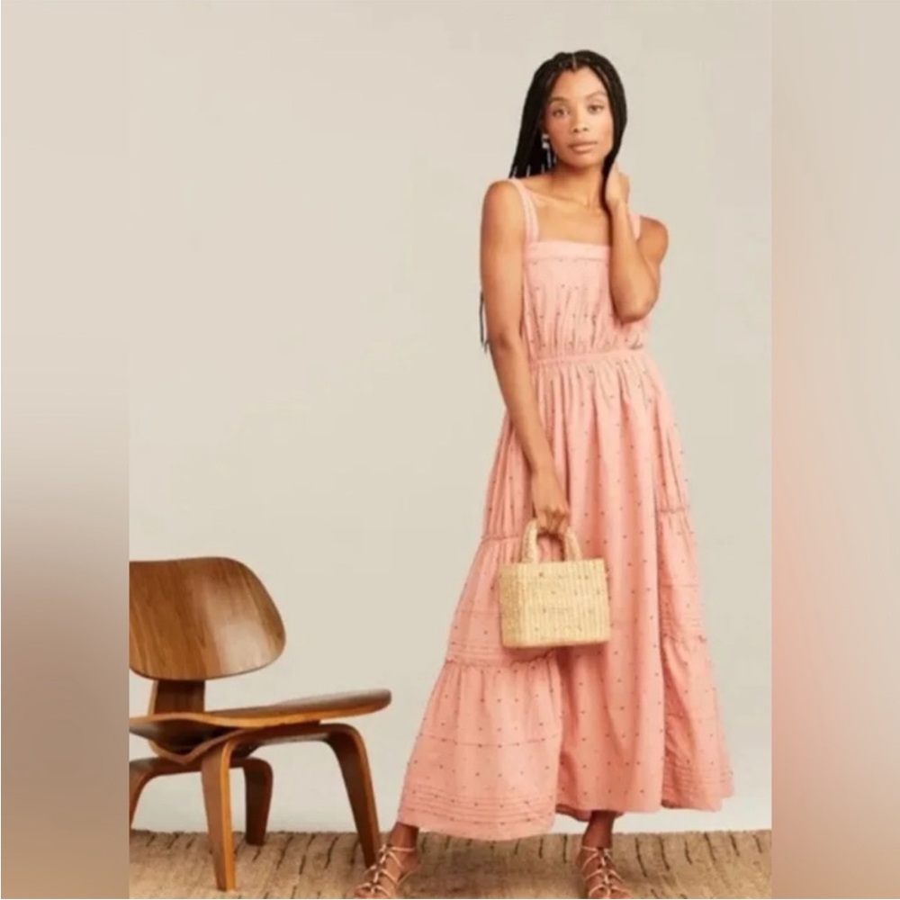 Roller Rabbit Maxi Dress MED Cottagecore eyelet Coral spring wedding guest dress
